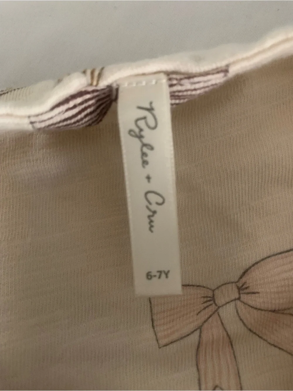 Rylee + Cru Cream Bow-Print Puff Sleeve Dress